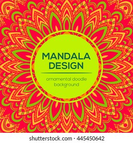 Vector nature decor for your design with abstract ornament. Vector round mandala in childish style. Ornamental doodle background.