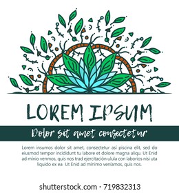 Vector nature decor for your design with abstract ornament. Ornamental doodle background.