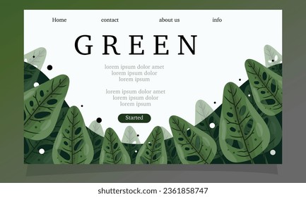 Vector nature foliage plants for background and landing page design
