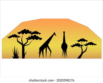 vector nature giraffe in savanna 