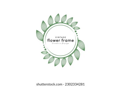 Vector nature green circle flower frame logo for business design badges, labels, logos and branding