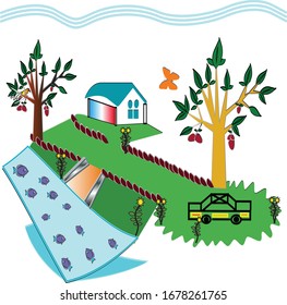 Vektorillustration-Naturhausdesign-Konzept