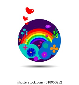 vector nature illustration bird art design rainbow sky