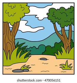 Vector nature illustration, color background, safari 
