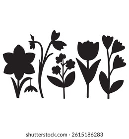 Vector Nature illustration Shows Floral Tree Silhouette With Spring Blossom And Leaf Design Elements Beautiful Clipart Decor