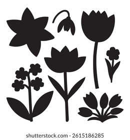 Vector Nature illustration Shows Floral Tree Silhouette With Spring Blossom And Leaf Design Elements Beautiful Clipart Decor