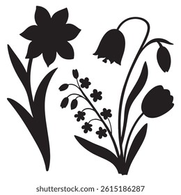 Vector Nature illustration Shows Floral Tree Silhouette With Spring Blossom And Leaf Design Elements Beautiful Clipart Decor