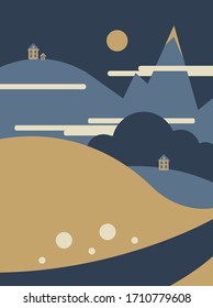 Vector nature illustration in simple minimal flat style. Vector geometric illustration in simple minimal flat style. flat geometric background with nature. flat geometric background countryside. 