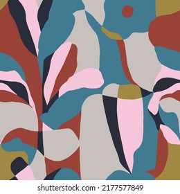 Vector nature inspired illustration seamless repeat pattern fashion and home decor fabric print digital artwork