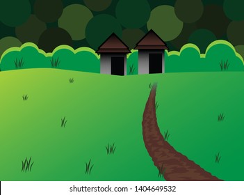 Vector nature landscape background. Cute simple