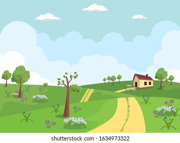 Rural Landscape Hills House Mill Tractor Stock Vector (Royalty Free ...