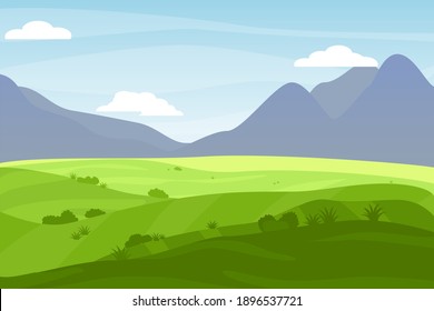 Vector nature landscape background. Cute simple cartoon style