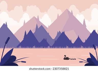 Vector nature landscape illustration can be used for poster, banner, flyer, invitation, website or greeting card. vector illustration