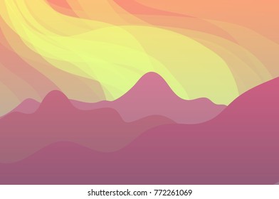 Vector Nature Landscape with Mountains and Beautiful Sky