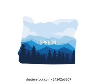 vector de paisaje natural en el estado de oregón ee.uu. perfecto para impresión, diseño de ropa, etc