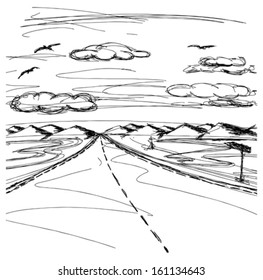 Vector Nature landscape. Sketch background with outdoors