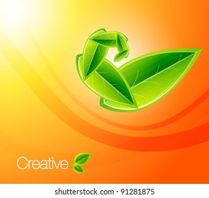 Vector nature leaf concept on orange background. Eps10 illustration