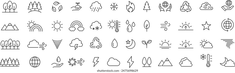 
Conjunto de iconos de líneas de Naturaleza de Vector