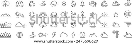 
Vector Nature Line Art Icon Set