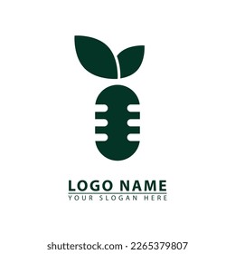 icono del logotipo del micrófono de naturaleza vectorial. Resumen del estilo gráfico de ilustración plana.