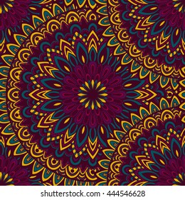 Vector nature pattern with abstract ornament. Vector round mandala in childish style. Ornamental doodle background.