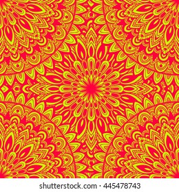 Vector nature pattern with abstract ornament. Vector round mandala in childish style. Ornamental doodle background.