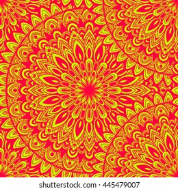 Vector nature pattern with abstract ornament. Vector round mandala in childish style. Ornamental doodle background.