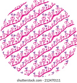 Vector nature pattern illustration with flowers and birds