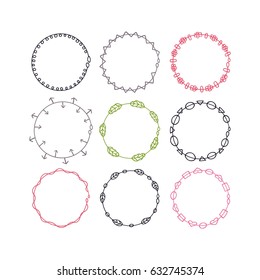 Vector nature romantic frame hand drawn set. Wedding vintage elements for birthday card, invitations. Floral design ornamental collection with flowers, leaves, ribbons. Isolated on white background.