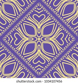 Vector nature seamless pattern with abstract floral ornament. Round mandala in childish style. Doodle background for fabric print, tablecloth, bedcloth