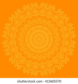 Vector nature seamless pattern with abstract ornament. Vector round mandala in childish style. Ornamental doodle background.