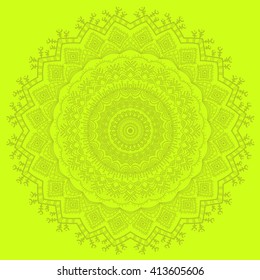 Vector nature seamless pattern with abstract ornament. Vector round mandala in childish style. Ornamental doodle background.