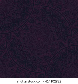 Vector nature seamless pattern with abstract ornament. Vector round mandala in childish style. Ornamental doodle background.