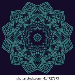 Vector nature seamless pattern with abstract ornament. Vector round mandala in childish style. Ornamental doodle background.