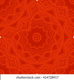 Vector nature seamless pattern with abstract ornament. Vector round mandala in childish style. Ornamental doodle background.