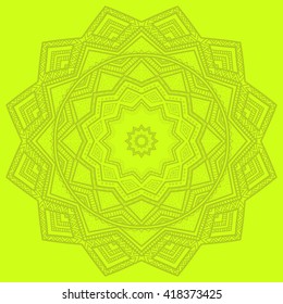 Vector nature seamless pattern with abstract ornament. Vector round mandala in childish style. Ornamental doodle background.