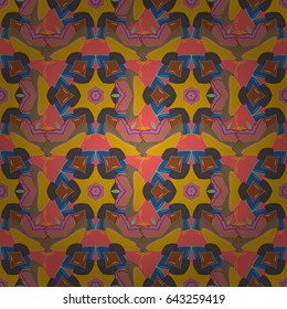 Vector nature seamless pattern with abstract ornament. Vector round mandala in childish style. Ornamental doodle on white background.