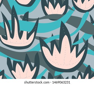 Vector nature seamless pattern with floral elements.