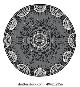 Vector nature seamless pattern with forest. Vector round mandala in childish style. Ornamental doodle backgr?und.