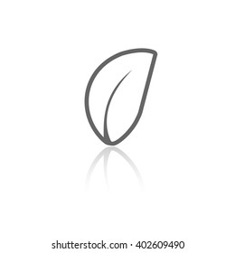 Vector nature symbol, simple leaf with shadow, monochrome eco label