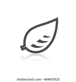 Vector nature symbol, simple leaf with shadow, monochrome eco label