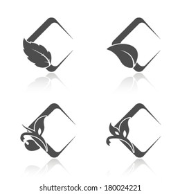 Vector nature symbols with leaf, square natural icons