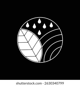 vector nature theme logo design circle shape with line art style and bold style white color on black background