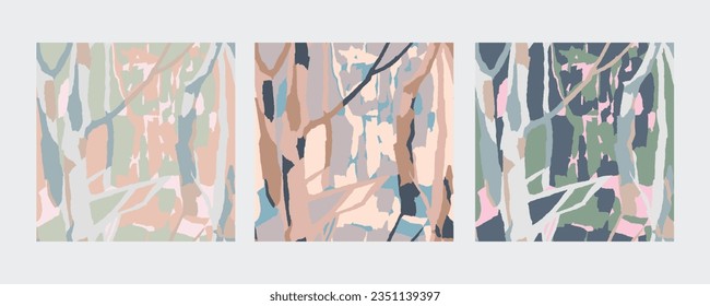 Vector nature themed illustration seamless repeat pattern set digital artwork