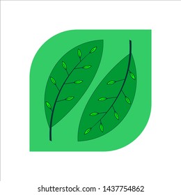 vector of nature twin leaf emblem logo.