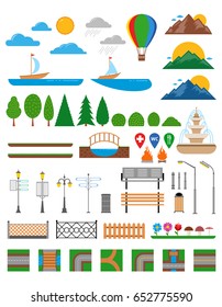 Vector nature and urban elements icon set