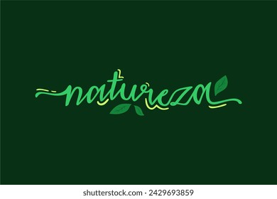 Vector Natureza. Nature in brazilian portuguese illustrated hand lettering vector