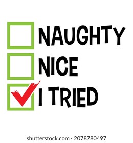 Vector Naughty Nice I Tried Checkbox Illustration