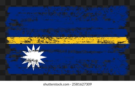 Vector Nauru flag in grunge style on transparent background