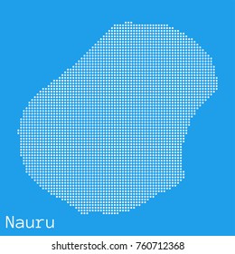 Vector Nauru map silhouette dotted on blue background